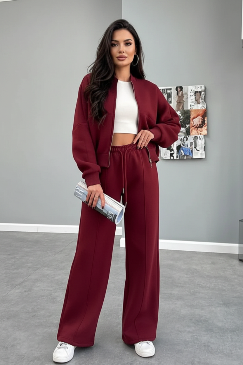 Baseball Zip Up Jacket and Drawstring Pants Set Bazarre Mart Baseball Collar Zip Up Top and Drawstring Pants