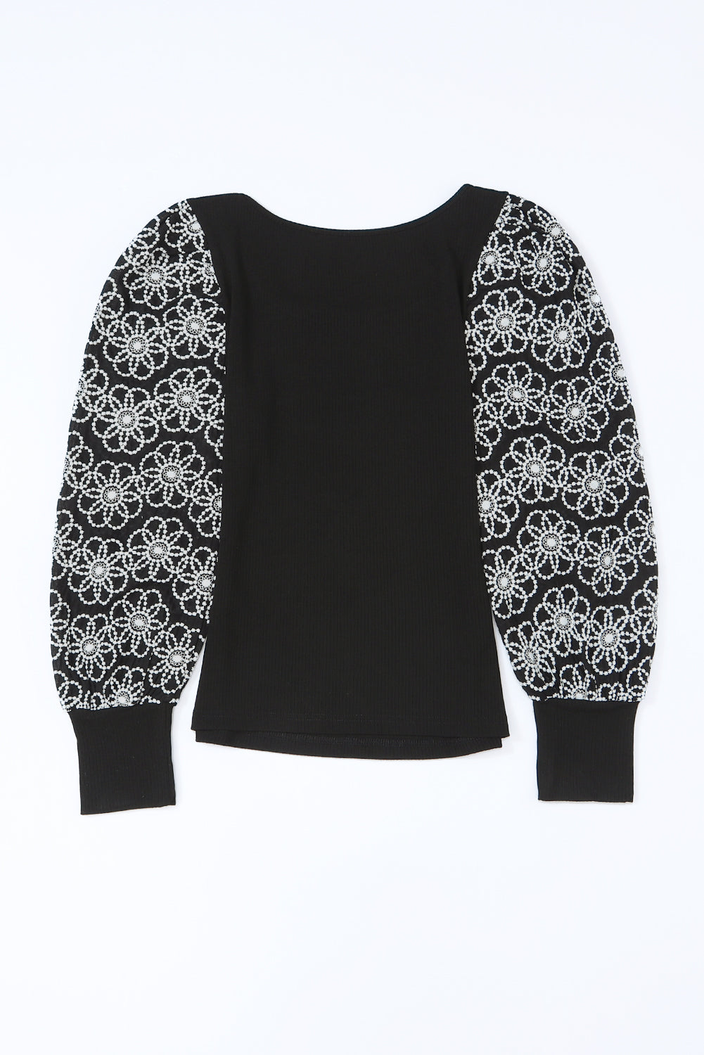 Long Sleeve Daisy Embroidered Knit Top