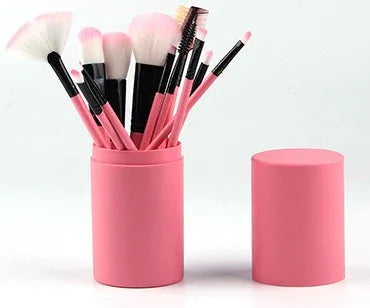 12pcs Makeup Brush Set Rose pink Q12pc Bazaare Mart Makeup Brushes