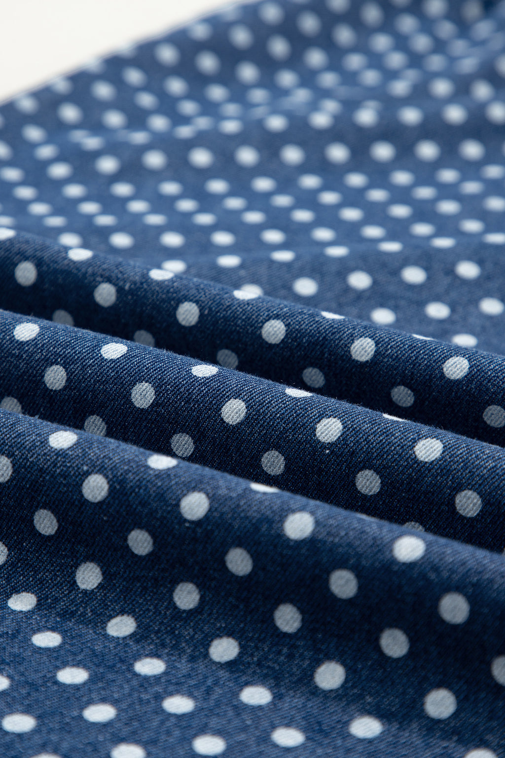 Sky Blue Polka Dot Print Button Pleated Detail Wide Leg Jeans Dear-Lover Dropshipping Bottoms/Jeans