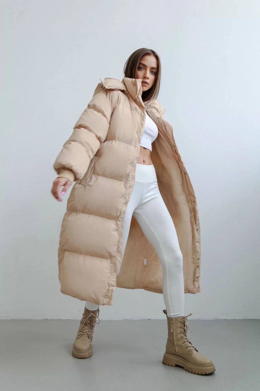 Hooded Puffer Coat Apricot Bazaare Mart Hooded Puffer Coat
