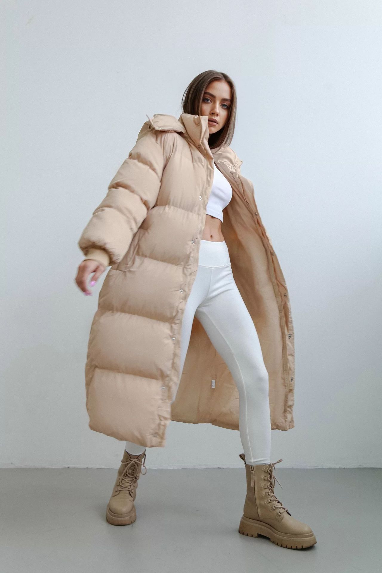 Women's Winter Long Loose-fitting Puffer Hoodie Coat