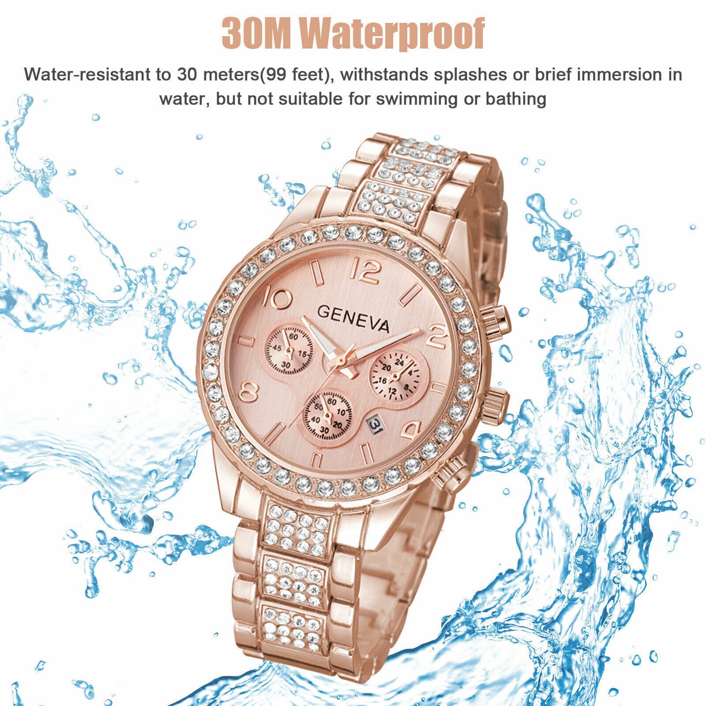 Women's Waterproof Rose Gold Wrist Watch