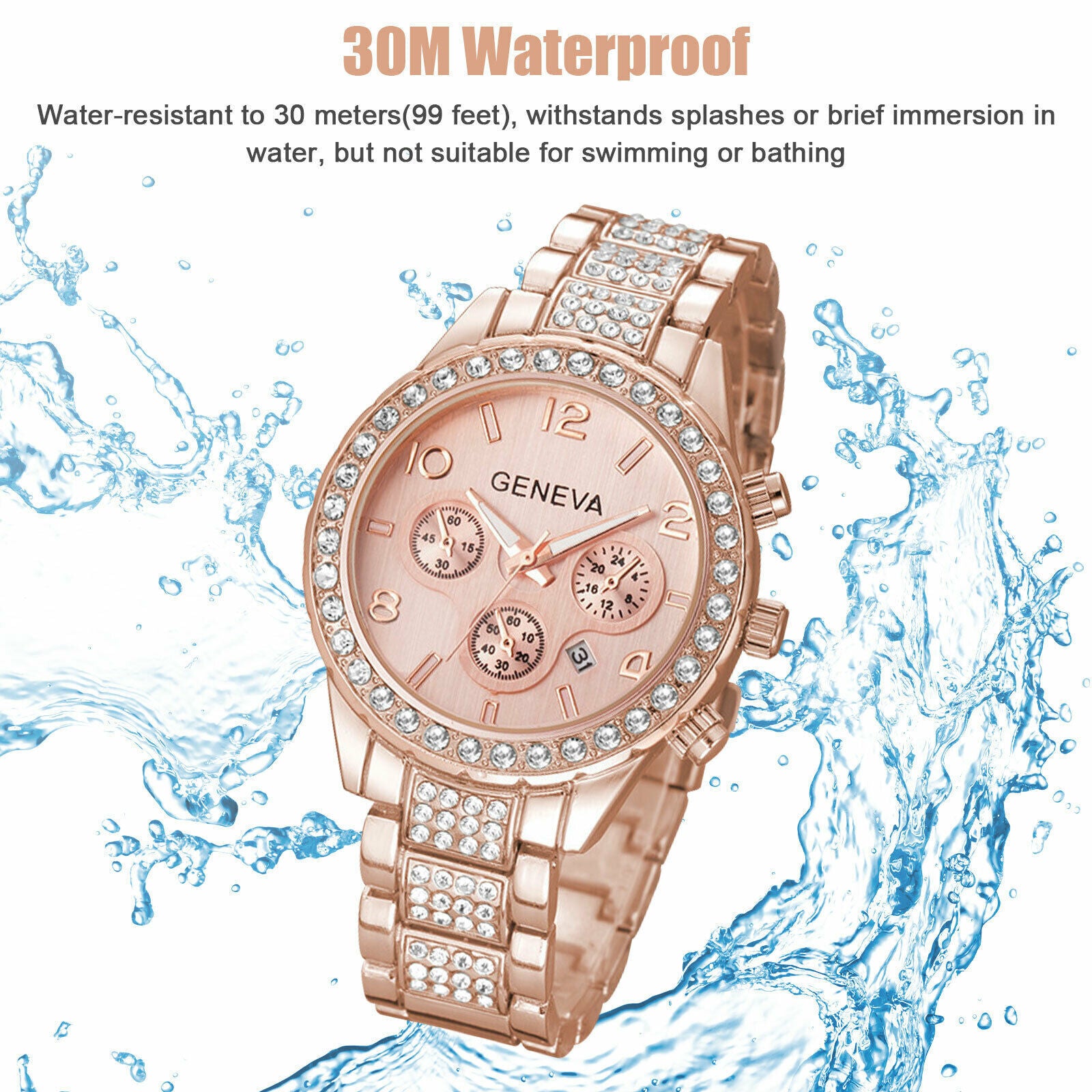 Women's Waterproof Rose Gold Wrist Watch