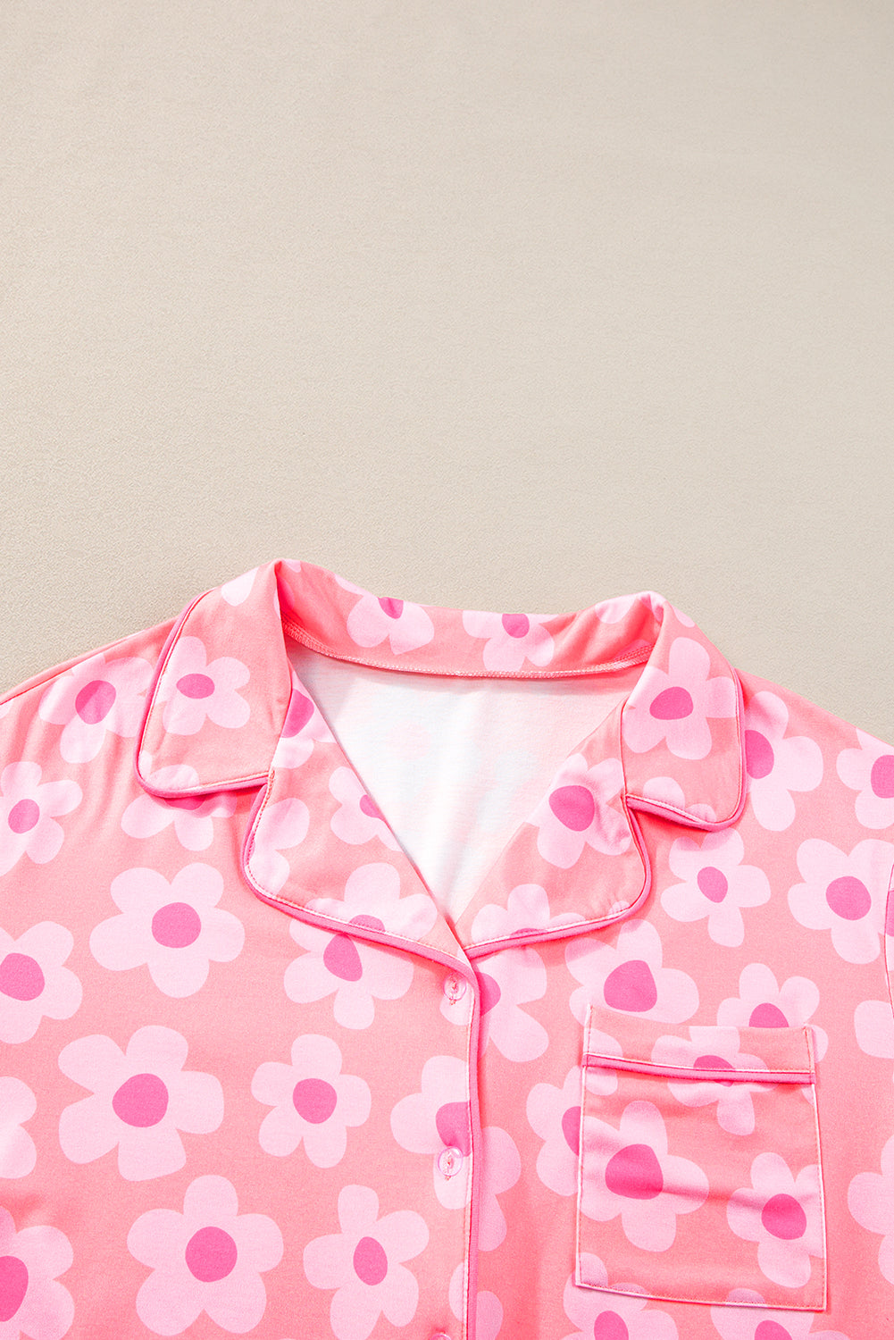 Pink Flower Shorts Pajamas Set