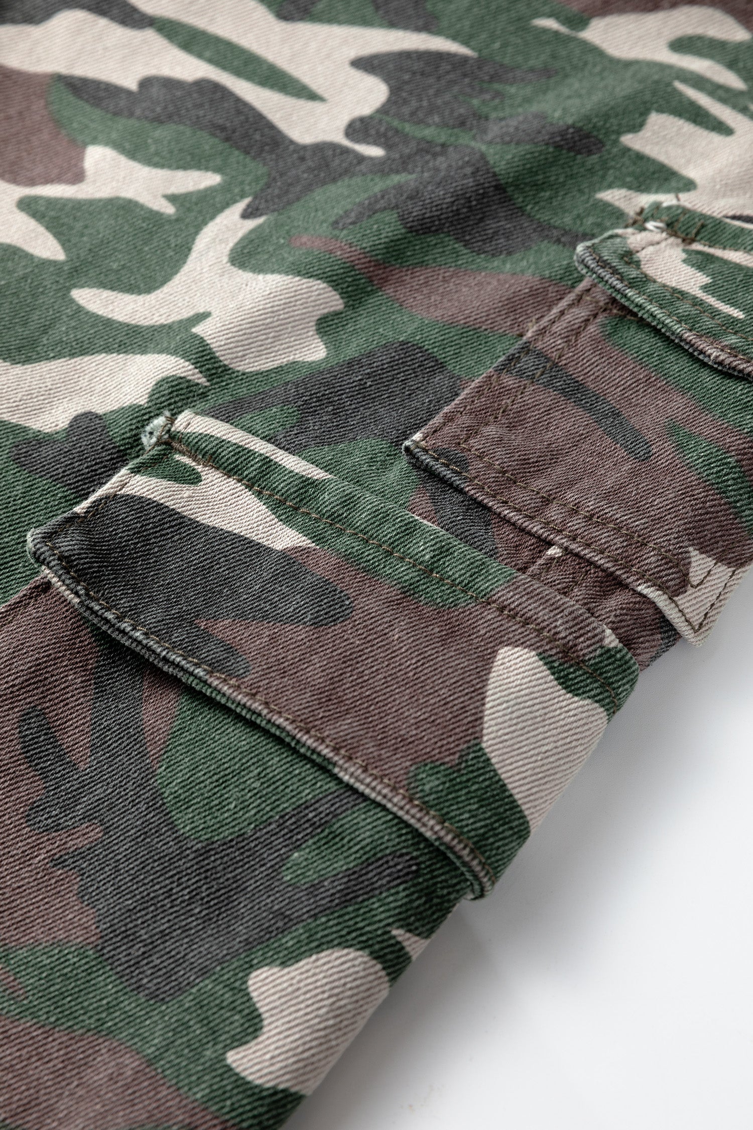 Green Camo Denim Cargo Wide Leg Pants Bazaarre Mart Bottoms/Jeans