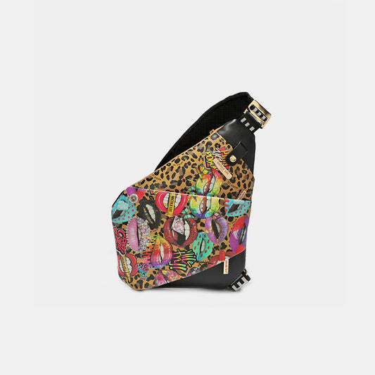 Abstract Leopard Lip Shoulder Bag