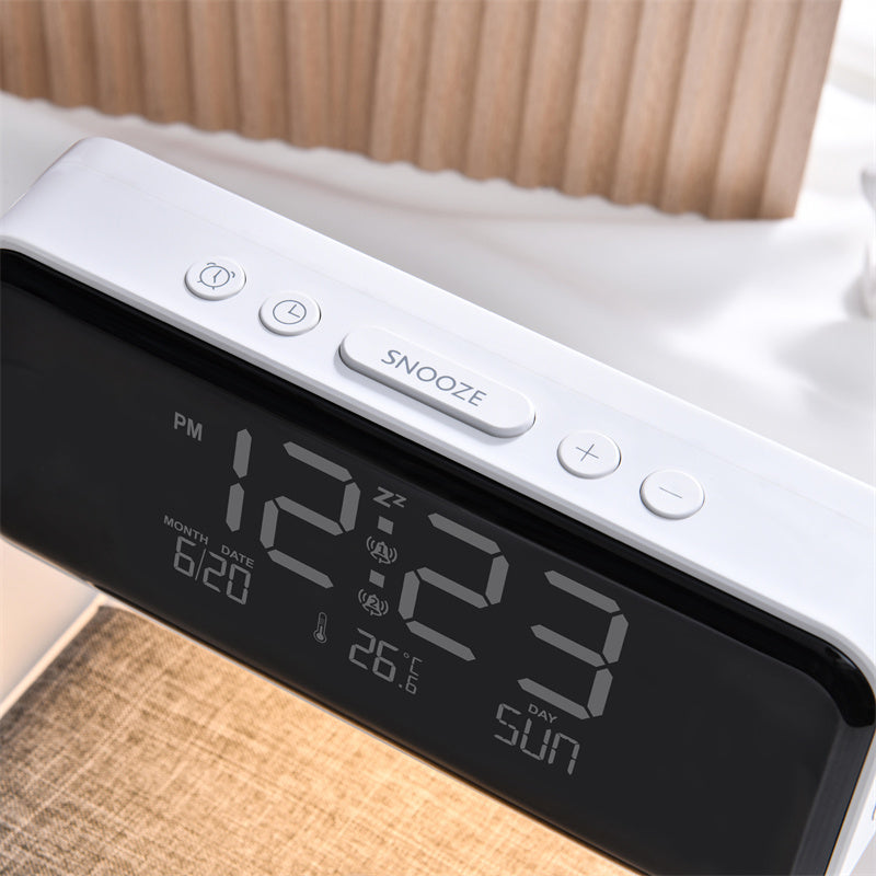 Wireless Bedside Lamp Alarm Clock Phone Charger - Bazaare Mart