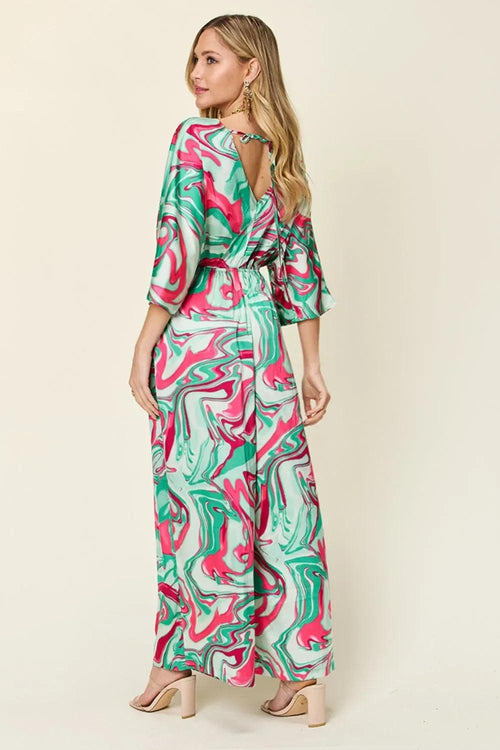 Double Take Full Size Half Sleeve Wide Leg Jumpsuit Bazarre Mart
