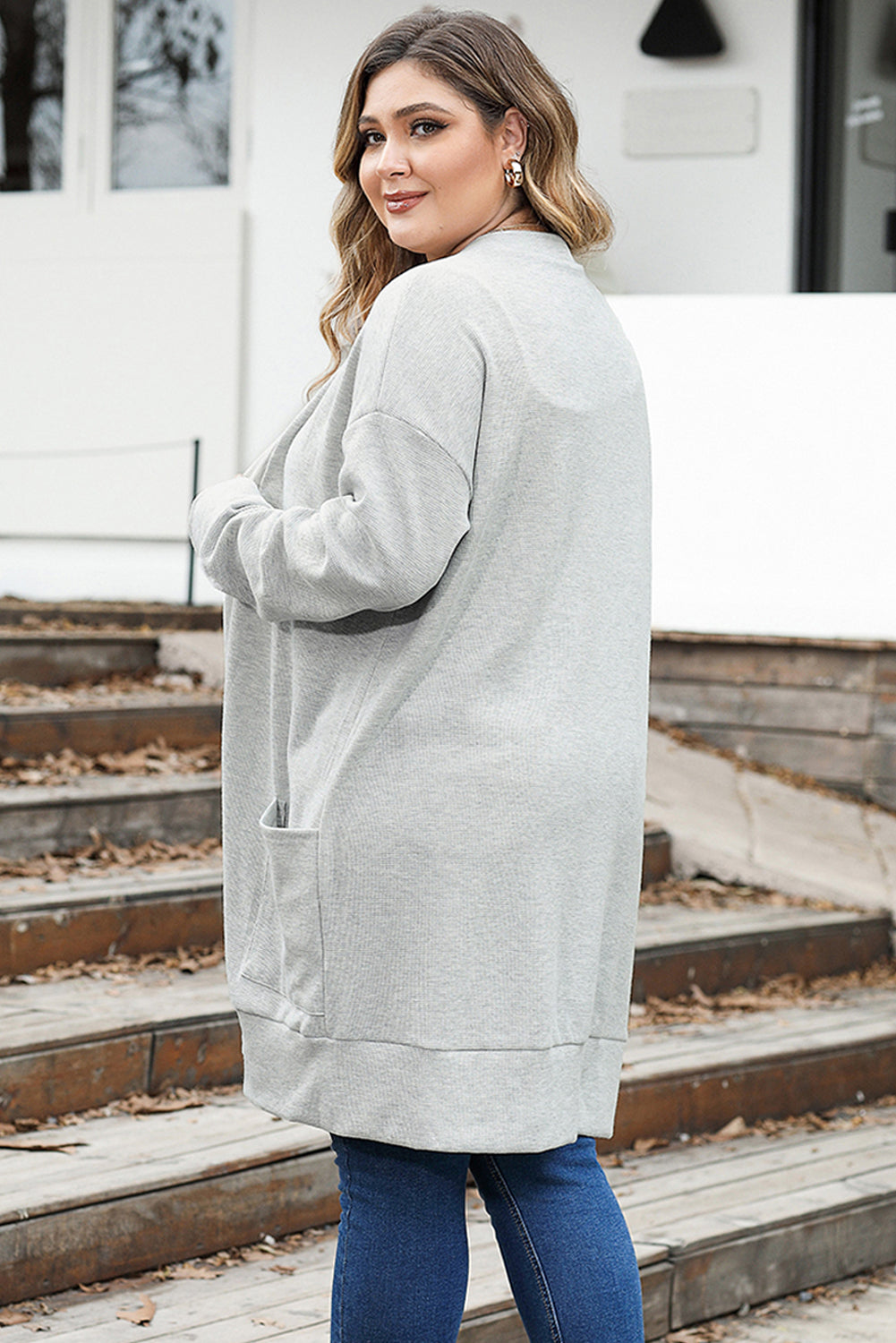 Thermal Knit Pocketed Cardigan