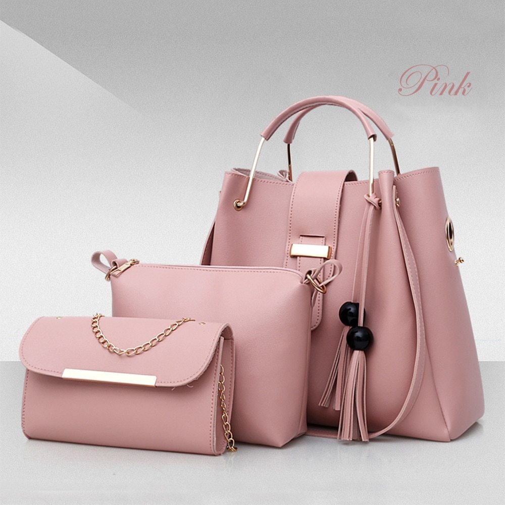 3pc. PU Leather Handbag Set