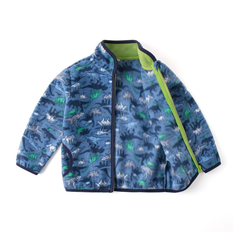 Blue Dinosaur Baby Zip Up Fleece Jacket