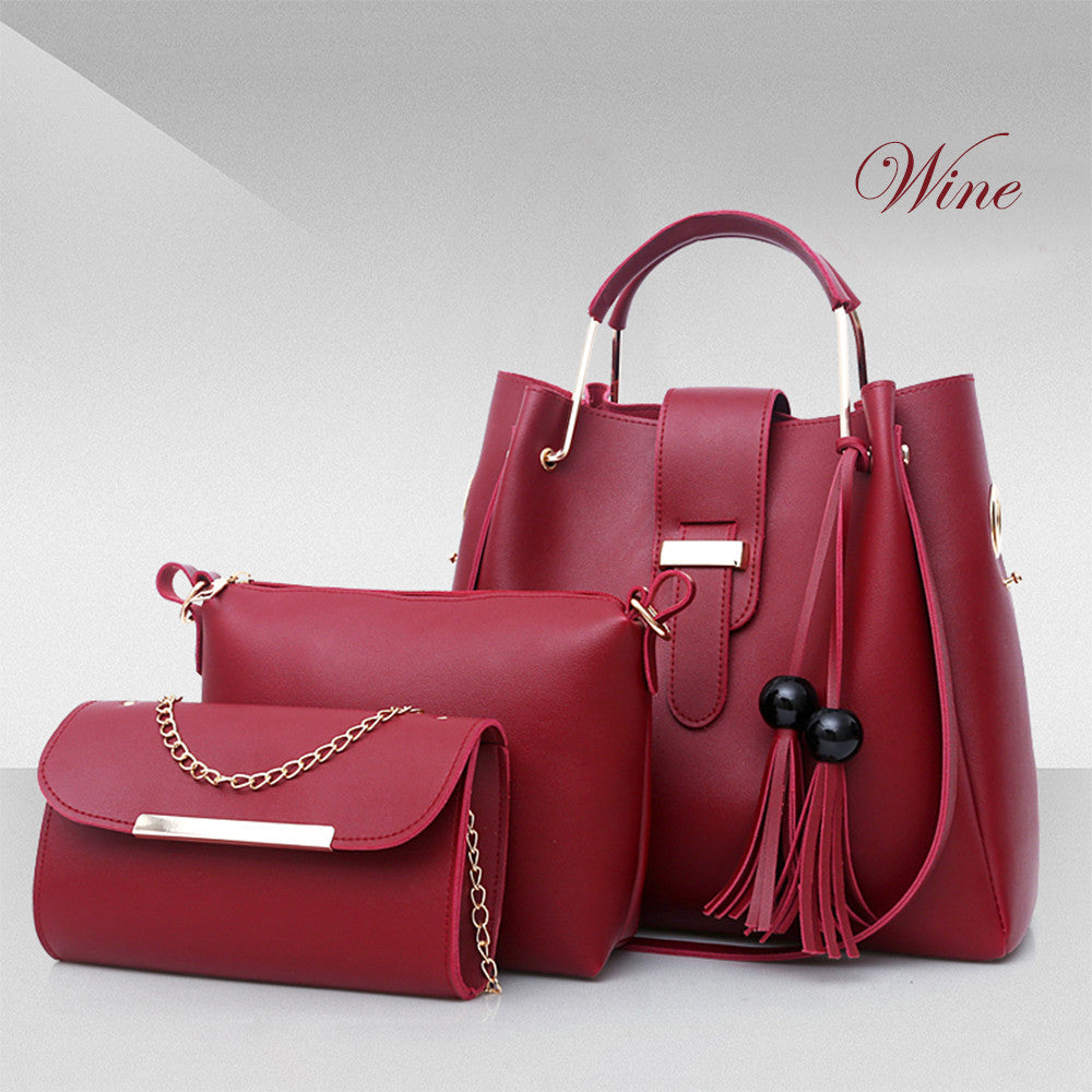 3pc. PU Leather Handbag Set