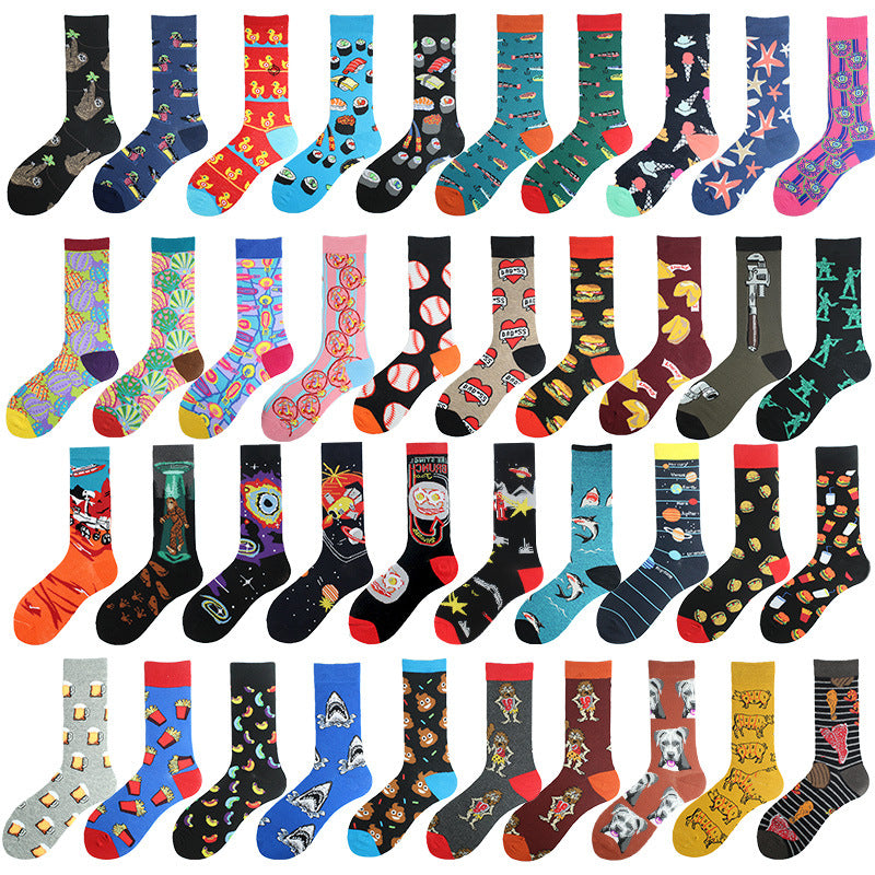 Men's Mid-Calf Colorful Jacquard Socks