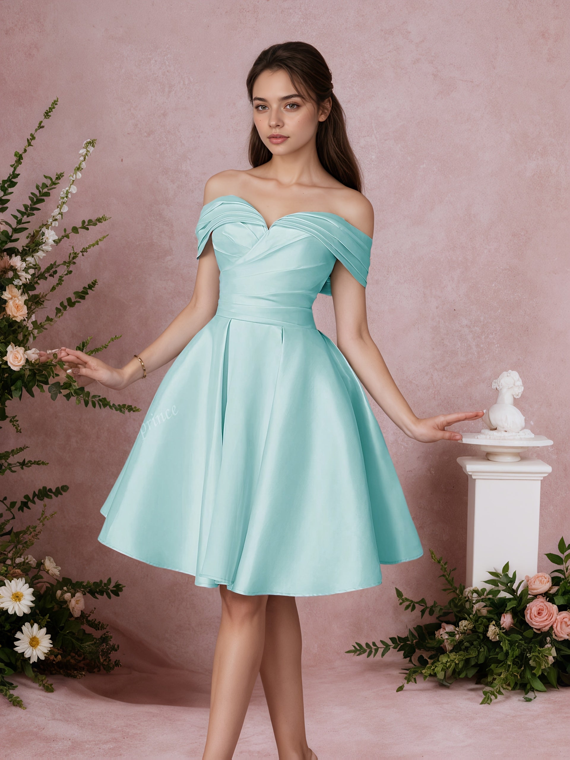 Elegant Sweetheart Off Shoulder Full Skirt Party Dress