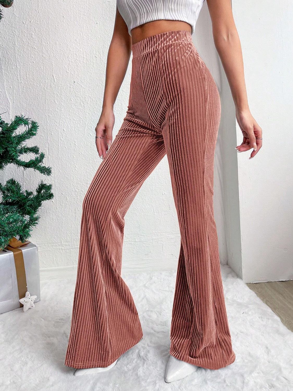 High Waist Corduroy Flare Pants