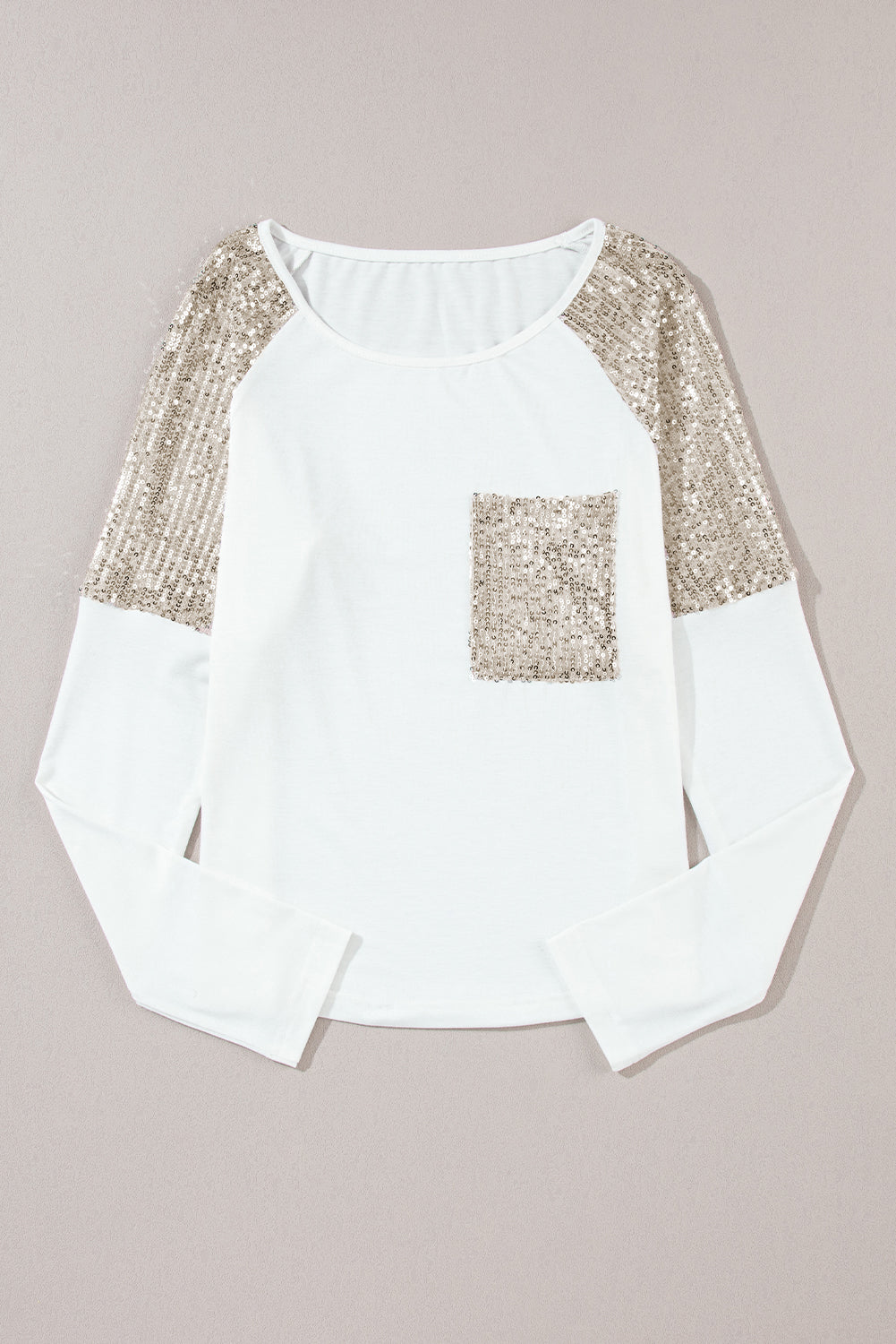 White Sequin Raglan Sleeve Top