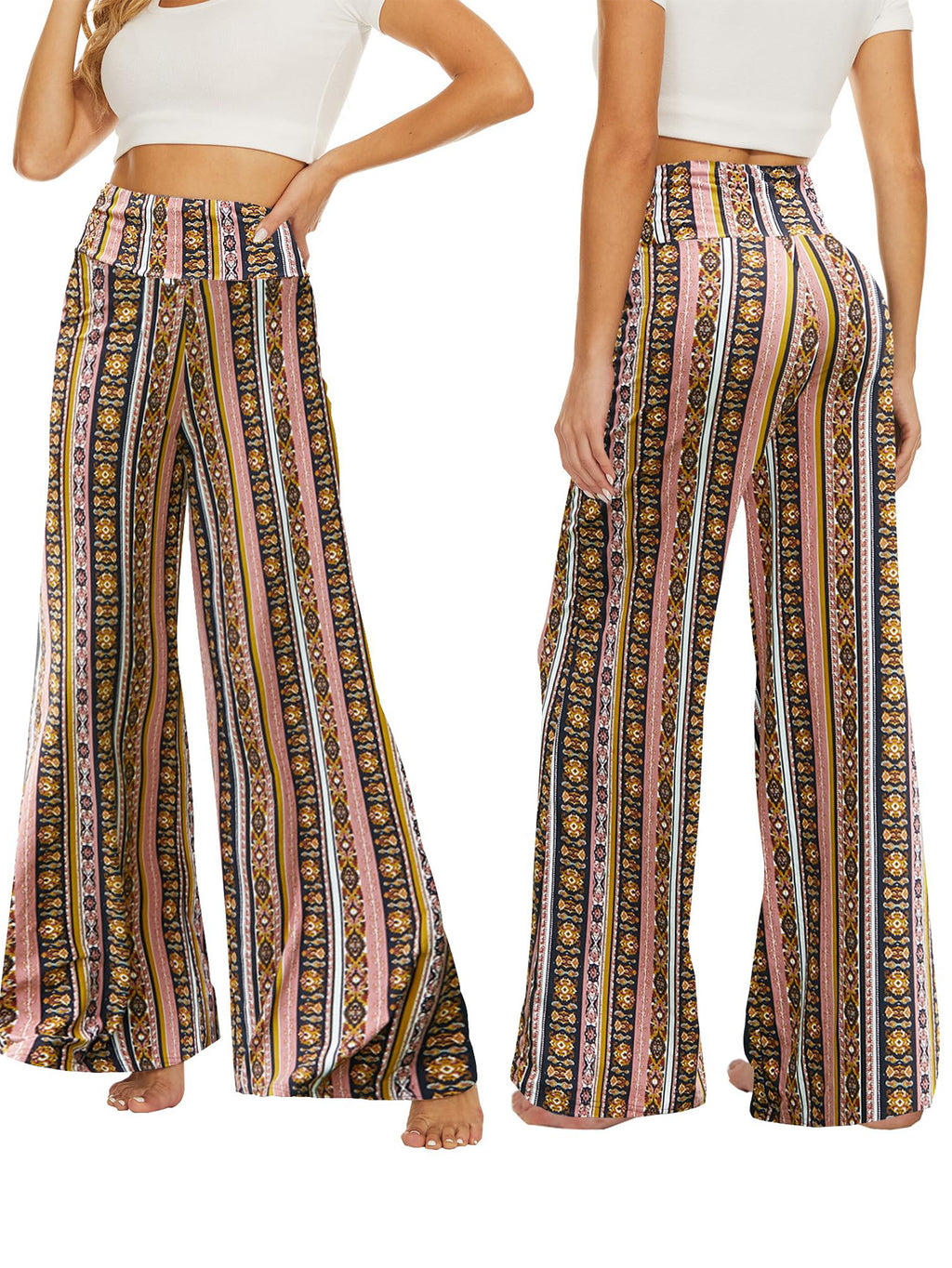 Striped Boho Wide-leg Pants