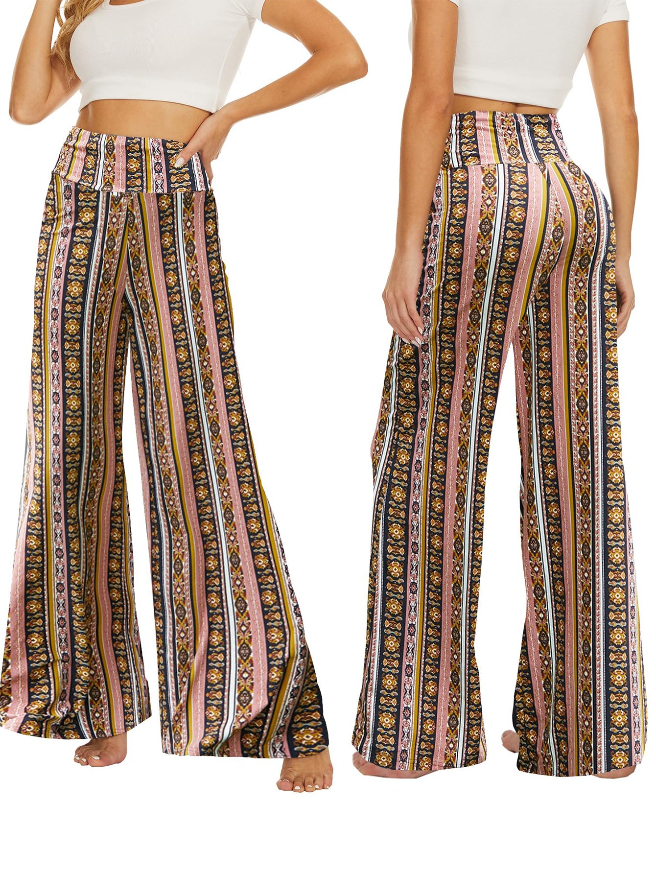 Striped Boho Wide-leg Pants