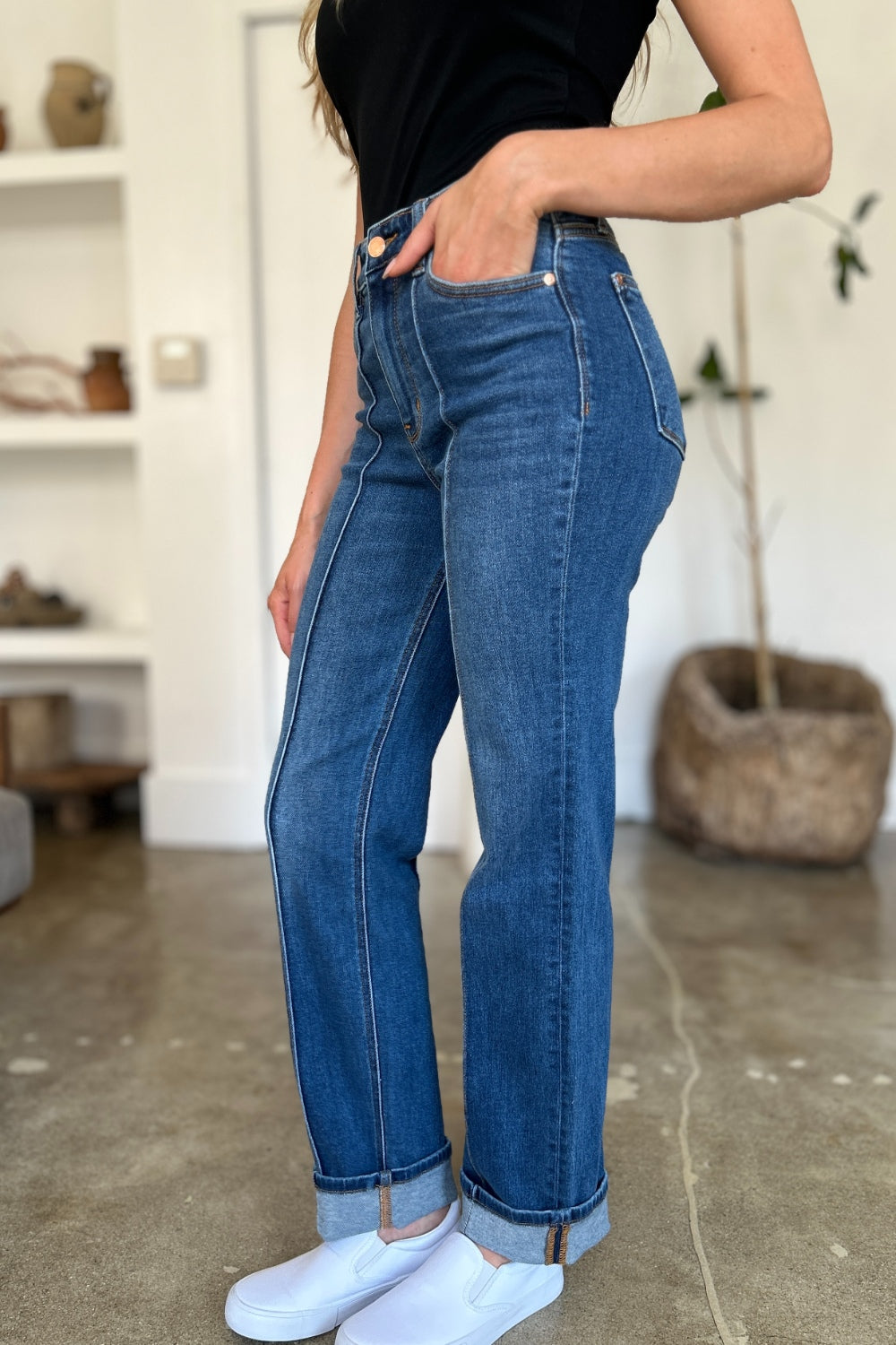 High Waist Straight Leg Jeans