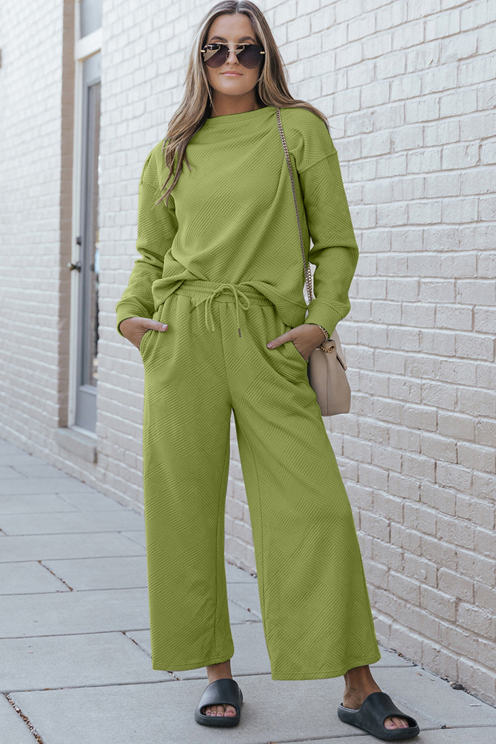 Wide Leg Sweat Pants Set