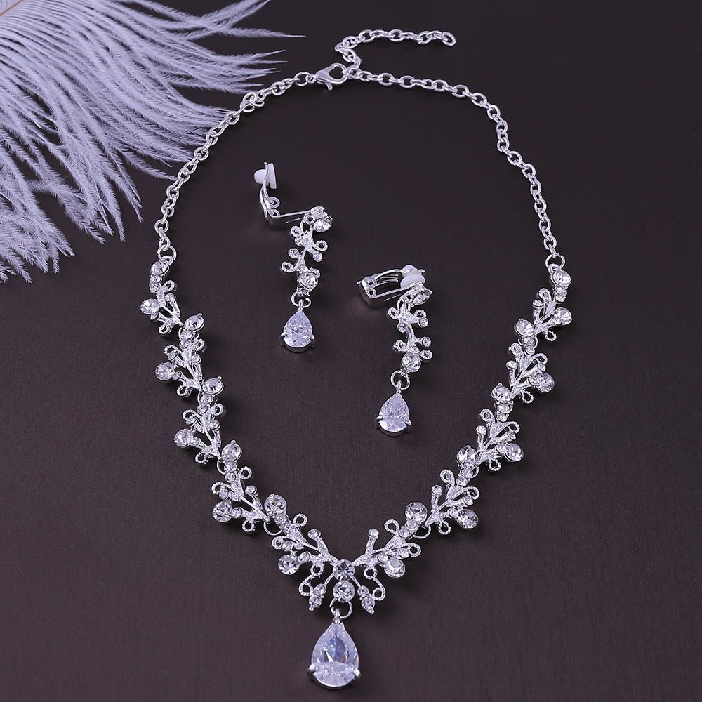 Zircon Bridal Earrings and Necklace Set