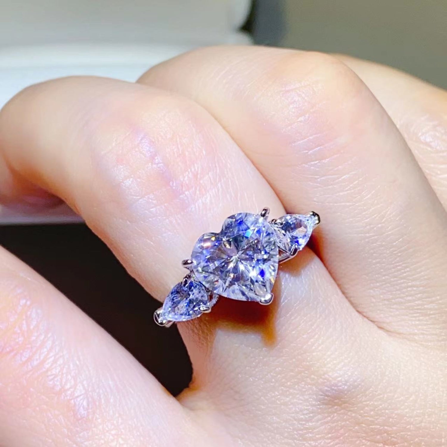 Moissanite Heart Ring