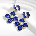 Large Camellia Drop Earrings 001 Dark Blue Bazaare Mart Camelia Drop Earrings