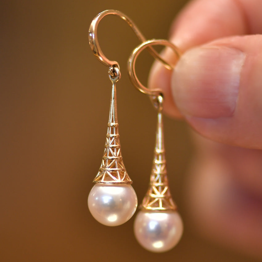 Normcore Simple Hollow Pearl Earrings