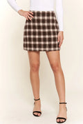 Brown Plaid Mini Skirt Brown Bazaare Mart Brushed Plaid Mini Skirt