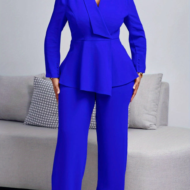 Solid Color Wide-leg Pants Suit
