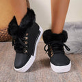 Round Toe Platform Boots Black Trendsi Furry Ankle Boots
