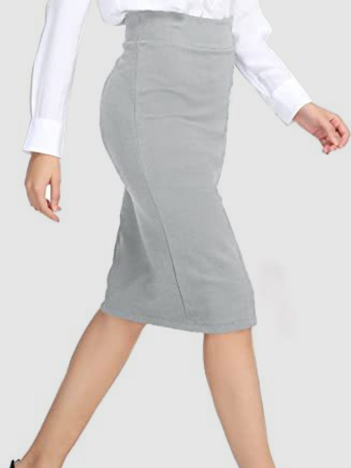 High Waist Pull On Pencil Skirt