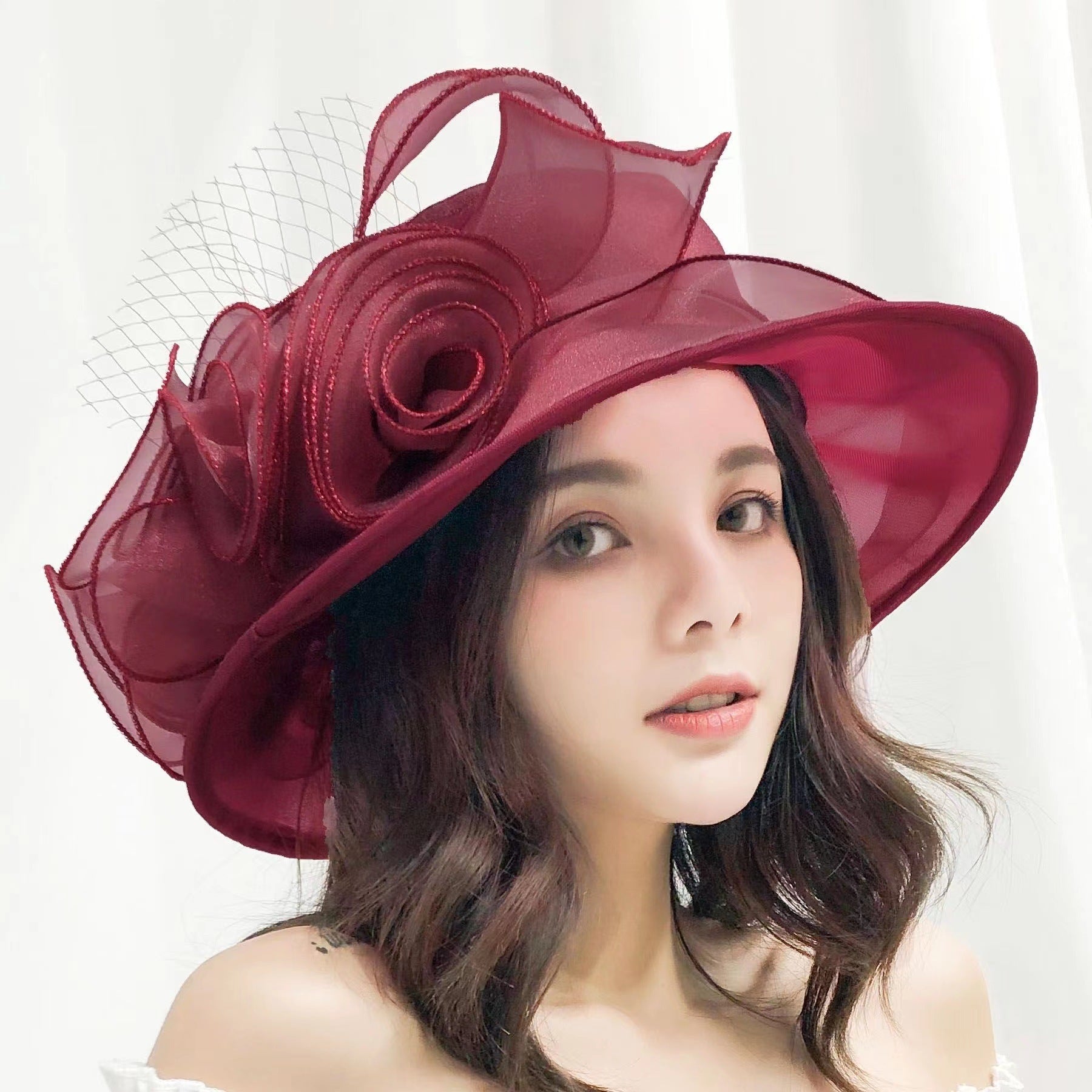 Fancy Mesh Floral Bowler Hat