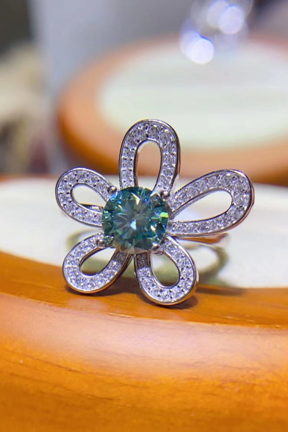 Moissanite Flower Shaped Ring