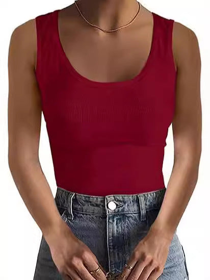 Ribbed Slim-fit Tank Top Wine Red CJ Dropshipping Ribbed Tank Top
