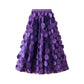 3D Mesh Dot Midi Skirt Dark Violet Bazaare Mart Hollow Polka Dot Midi Skirt