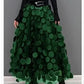 3D Mesh Dot Midi Skirt Dark Green Bazaare Mart Hollow Polka Dot Midi Skirt