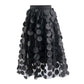 3D Mesh Dot Midi Skirt Bazaare Mart Hollow Polka Dot Midi Skirt