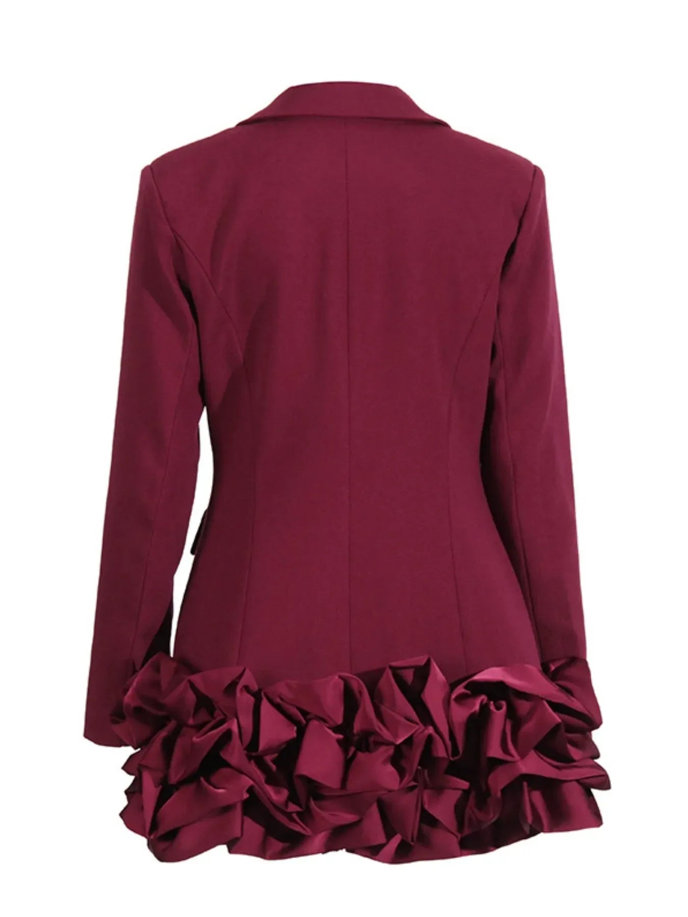 Ruffle Hem Double-Breasted Blazer Dress Trendsi