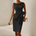 Elegant Slim Sleeveless Big Bow Dresses Black CJ Dropshipping Sleeveless Pencil Dress