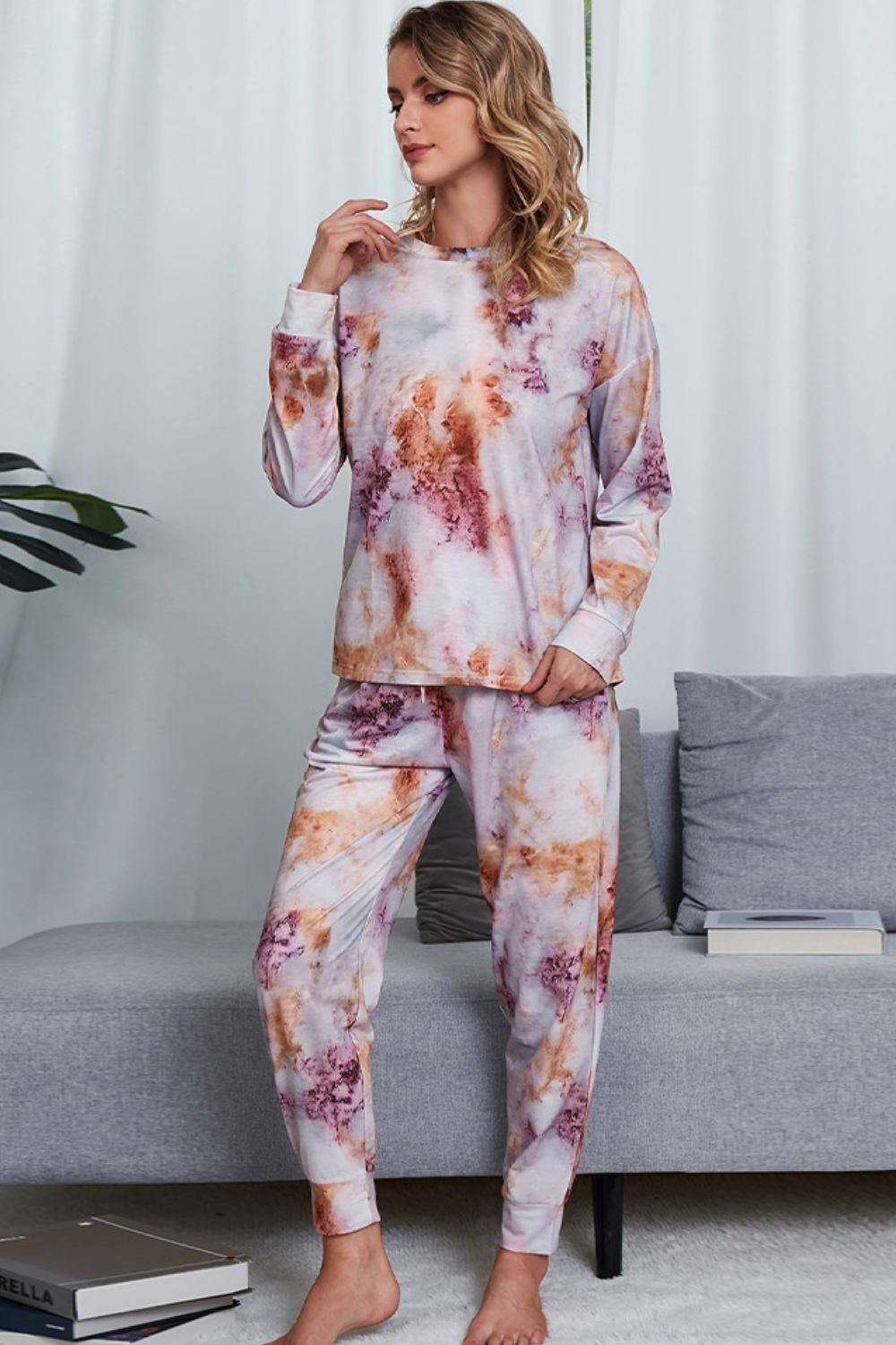 Tie-Dye Crewneck Long Sleeve Lounge Set