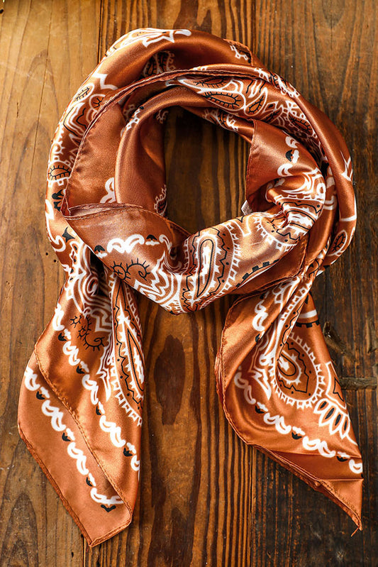 Gold Vintage Satin Paisley Square Scarf