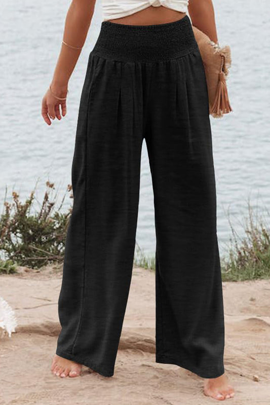 Black High Waist Plus Size Wide Leg Pants