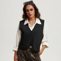 Retro Single-breasted Sweater Vest Black Bazaare Mart Sweater Vest