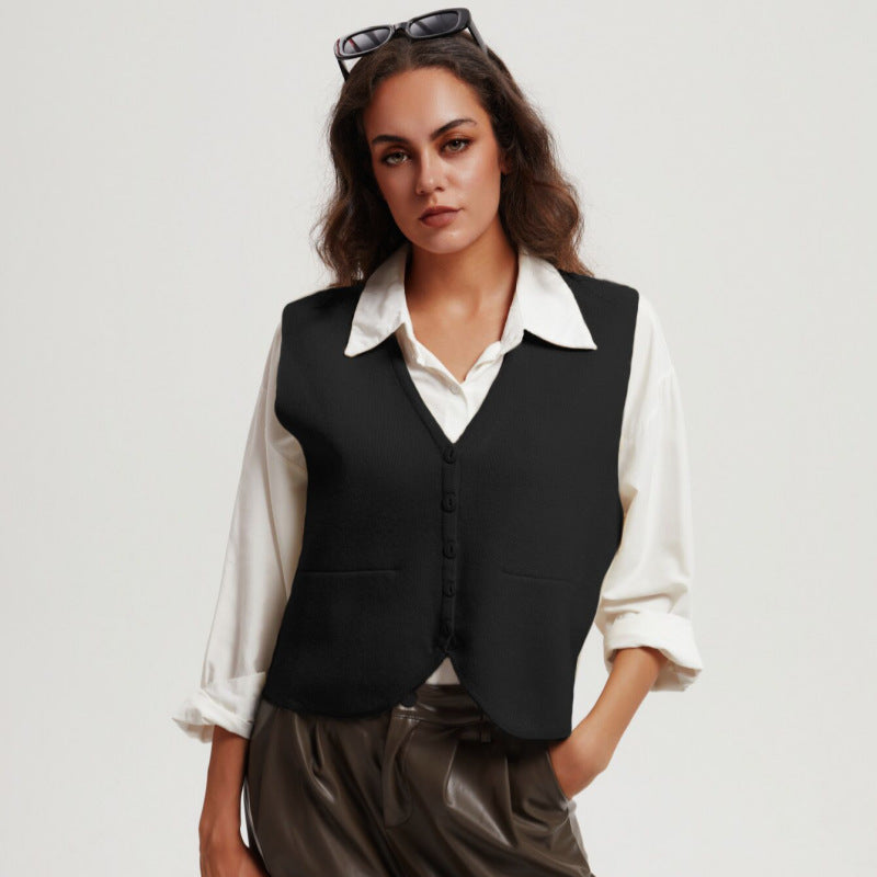 Women's Single-breasted Knitted Cardigan Retro Short