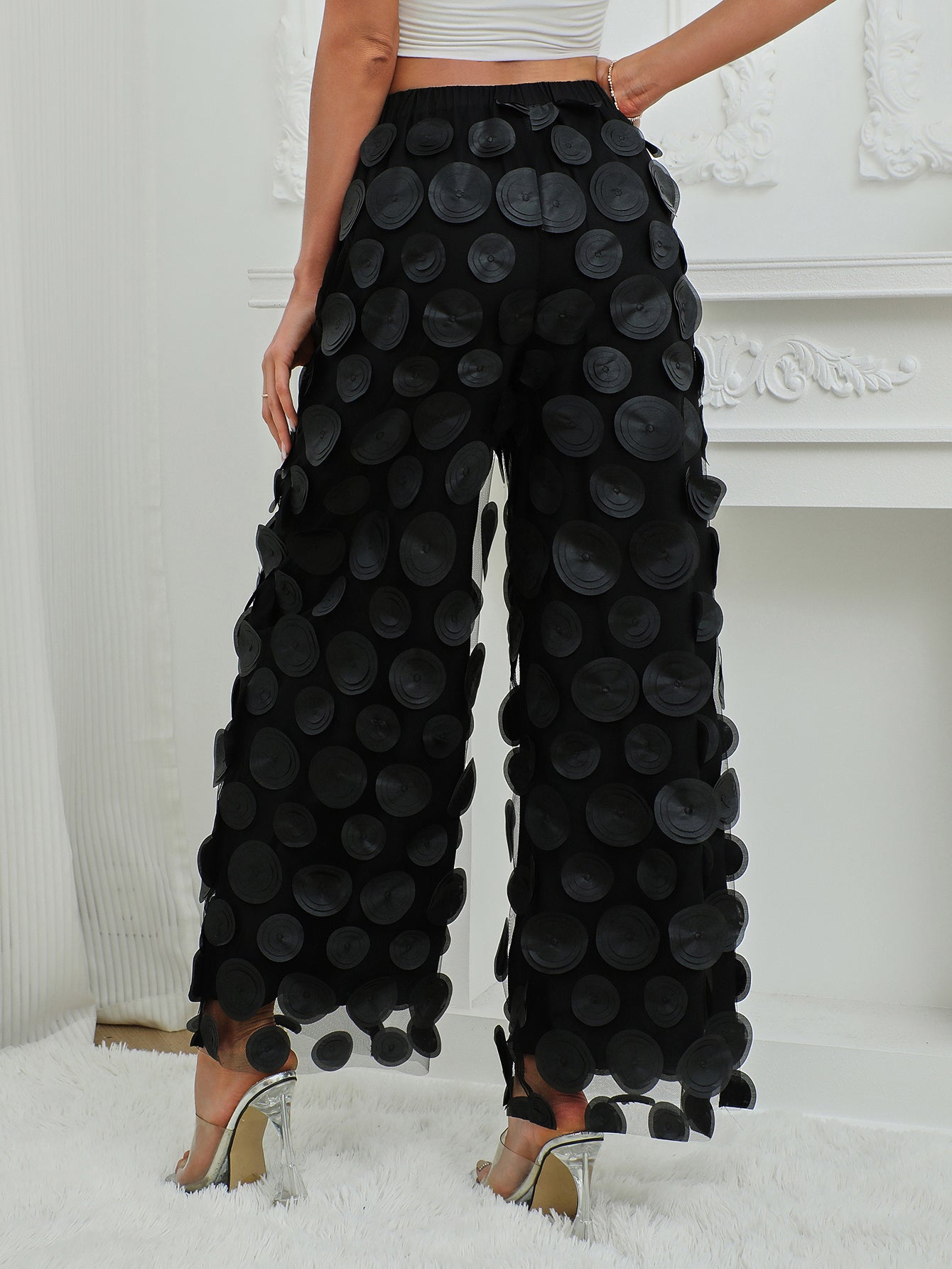 Large Black Lace Dot Pants