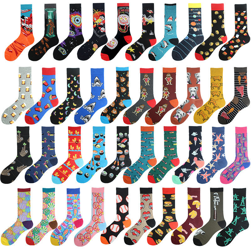 Men's Mid-Calf Colorful Jacquard Socks