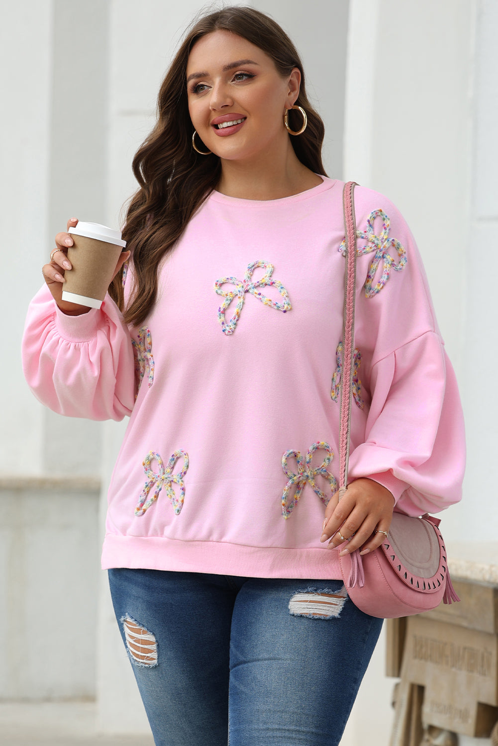 Light Pink Bow Sweatshirt