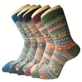Soft Striped Winter Pattern Socks for Women - 5pk 5 Pairs Mixed Colors US(6-10) Bazaare Mart 5 Pairs Mixed Color Socks